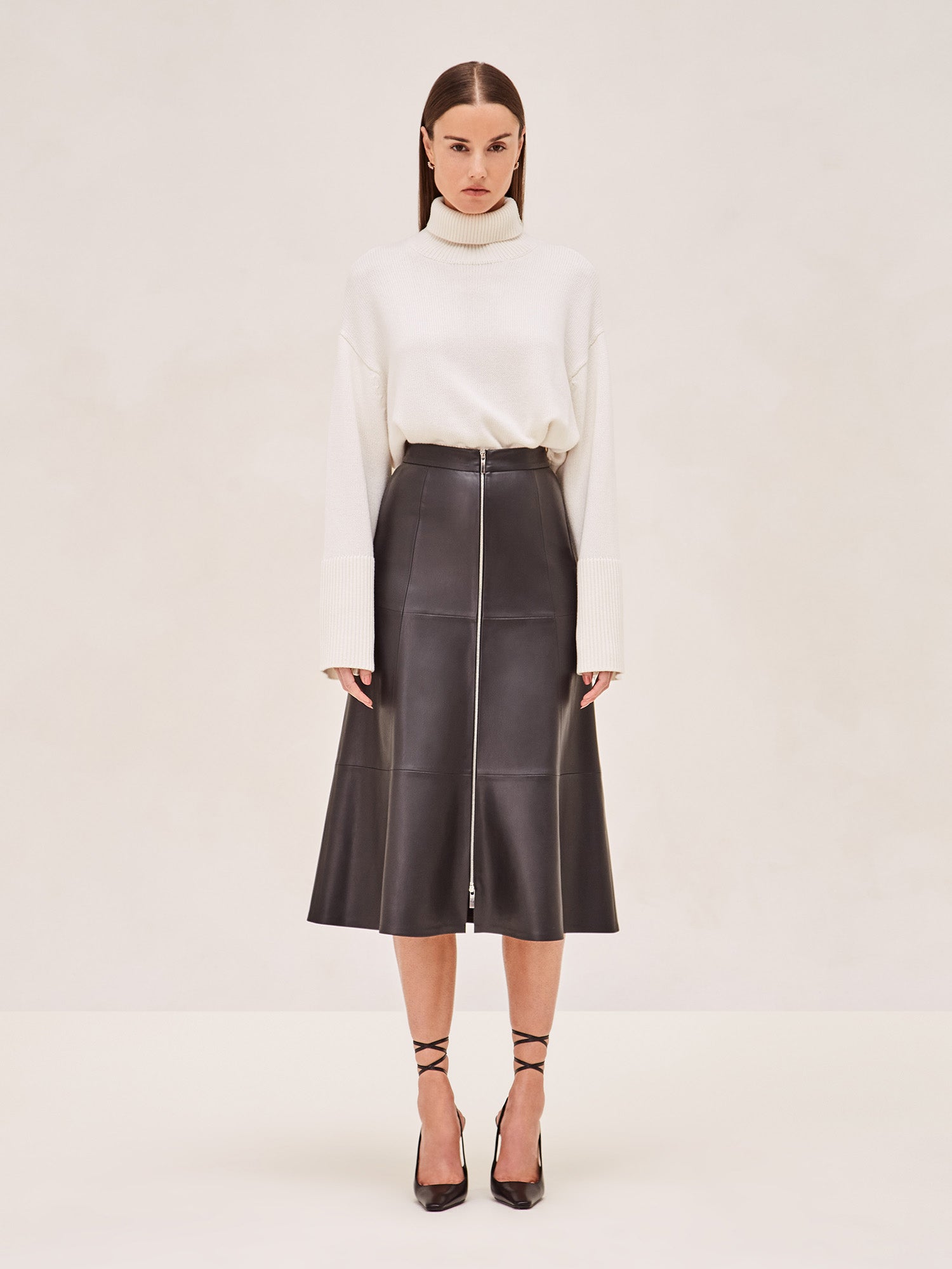 Alexis pleated 2025 leather skirt